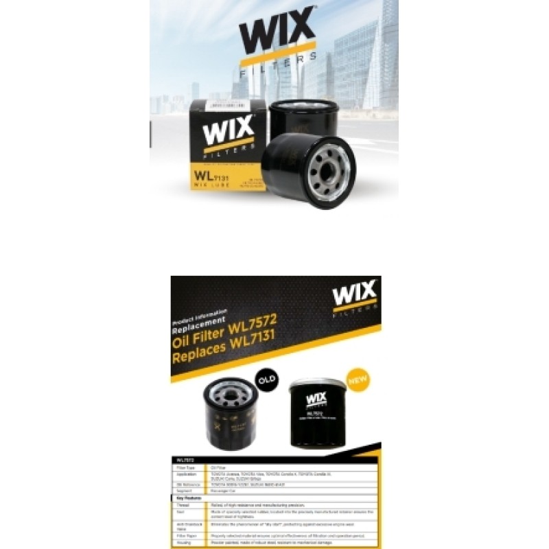 WIX Oil Filter WL7131 and WL7572